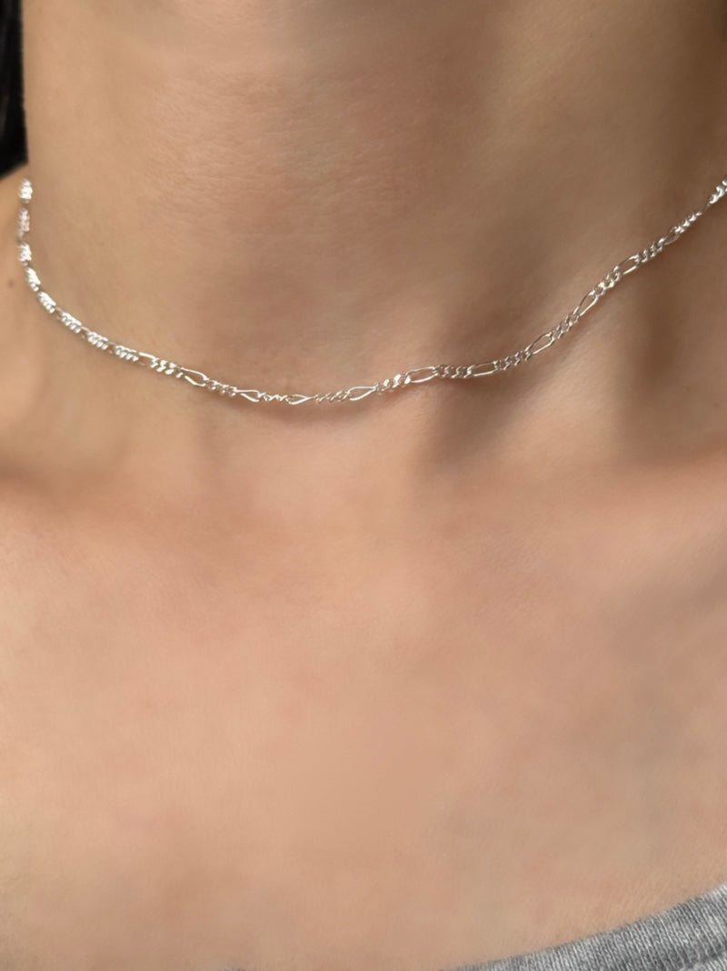 Silver925｜シルバーフィガロチェーンチョーカー ネックレス36cm+