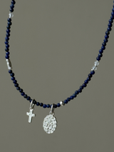 Silver925×天然石｜12月誕生石 ラピスラズリ ミニチャーム ネックレス（Reeplushハンドメイド）