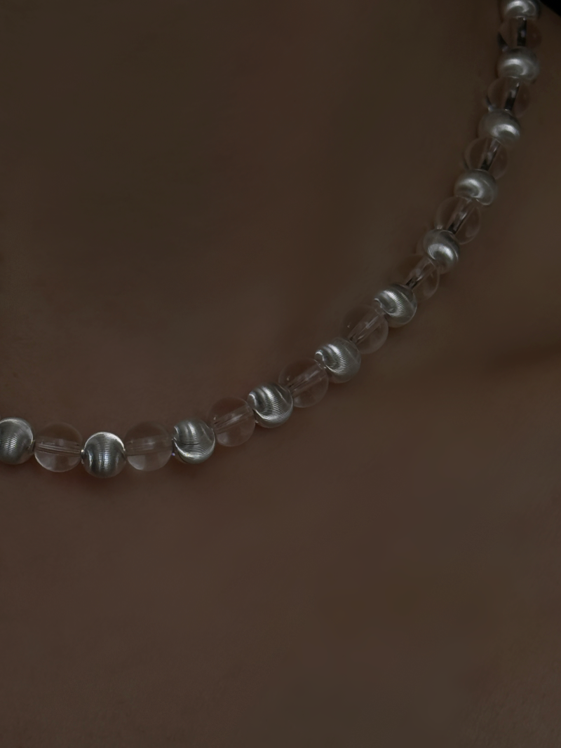 Crystal×silver Ball beads necklace
