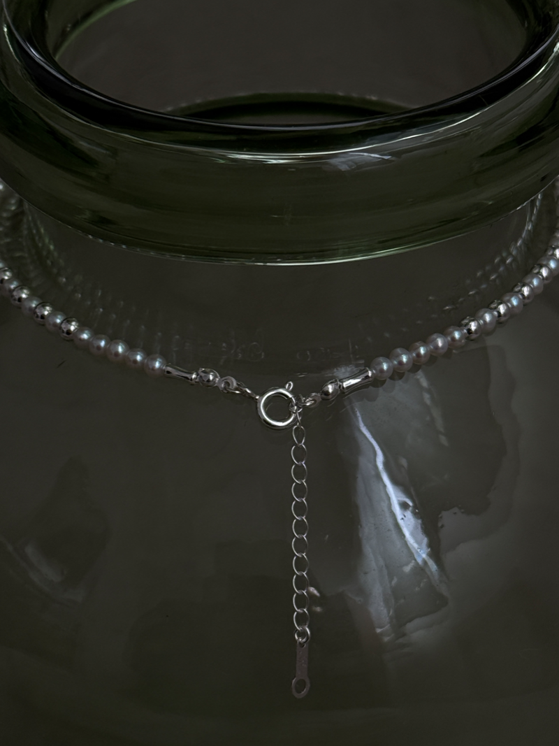 Silver925×天然石｜バロックパールチョーカー ネックレス36cm〜40.5cm（Reeplushハンドメイド）