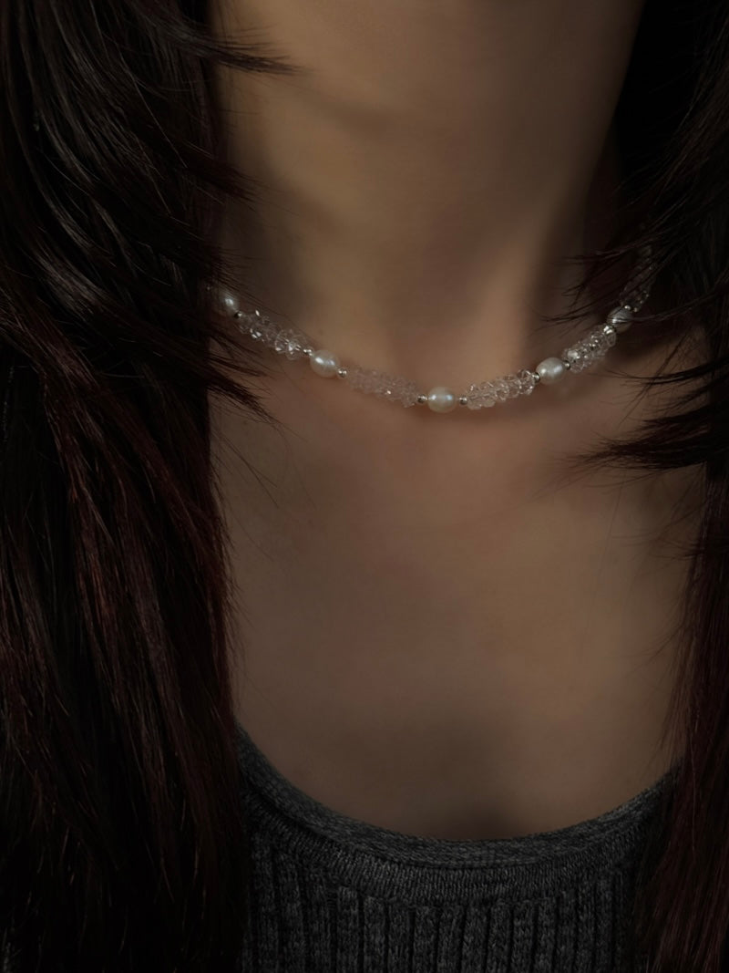 Cut Crystal × Perl Necklace