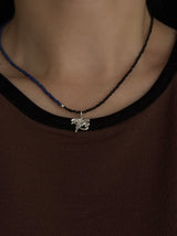 Silver925×天然石｜12月誕生石 アシンメトリー ラピスラズリ×オニキス チョーカーネックレス約37cmまたは約36cm+アジャスター5cm（Reeplushハンドメイド）
