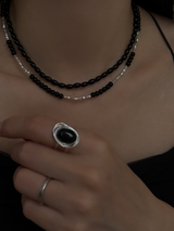 Onyx×silver beads Necklace
