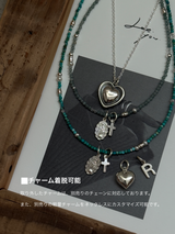 Silver925×天然石｜12月誕生石 トルコ石(ターコイズ) ミニチャーム ネックレス（Reeplushハンドメイド）