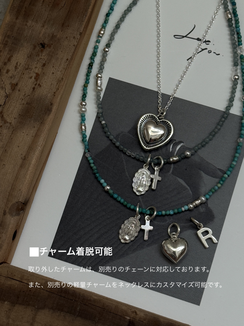 Silver925×天然石｜12月誕生石 トルコ石(ターコイズ) ミニチャーム ネックレス（Reeplushハンドメイド）