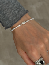 Silver925×天然石｜6月誕生石 バロックパール メダイブレスレット（Reeplushハンドメイド）