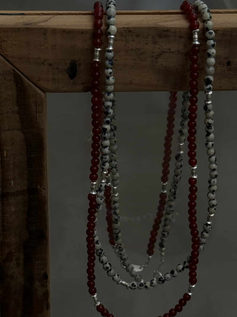 Silver925×天然石｜レッドオニキス オペラネックレス/ 約75cm（Reeplushハンドメイド）