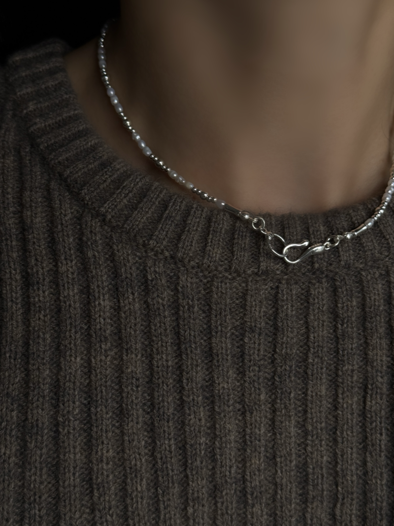 Silver925×天然石｜B/バロックパールのチョーカーネックレス 39cm（Reeplushハンドメイド）