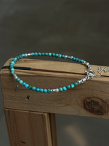 Silver925×天然石｜ターコイズ×パール ブレスレット（Reeplushハンドメイド）