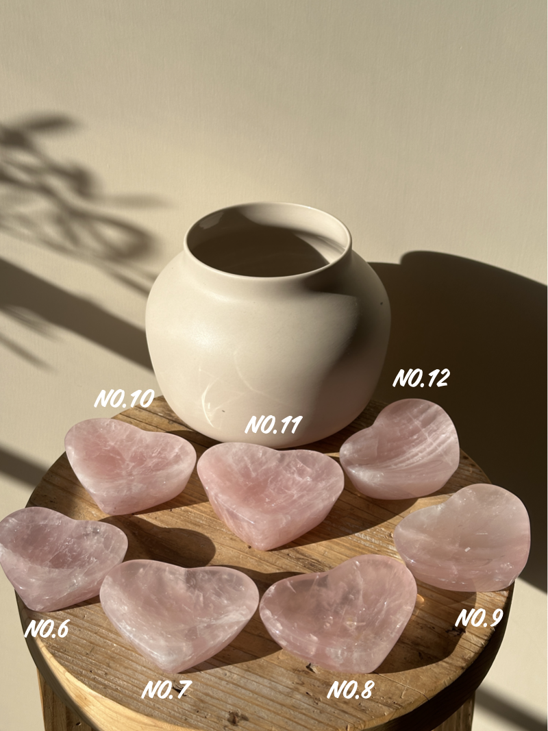 【MOMOMOON】Madagascar Rose quartz  Heart Tray【No.6】