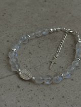 Silver925×天然石｜レインボームーンストン×メダイ ブレスレット（Reeplushハンドメイド）