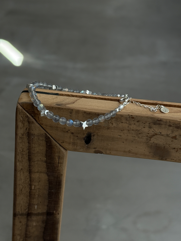 【再入荷】Silver925×天然石｜お星様とラブラドライトブレスレット（Reeplushハンドメイド）