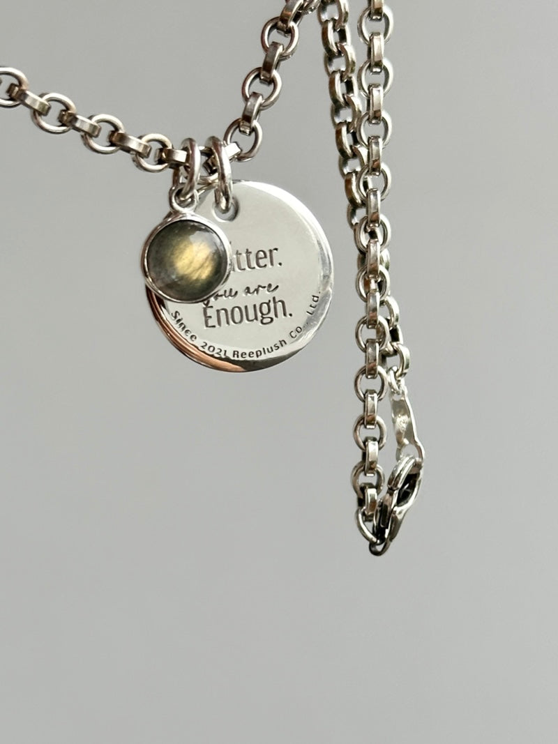 両面刻印ネックレスセット【お好きな刻印お入れします】Original Message series - Round Message Plate & Thick chain necklace SET