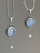 【MOMOMOON】Rainbow Moonstone Big Oval stone pendant top 24mm