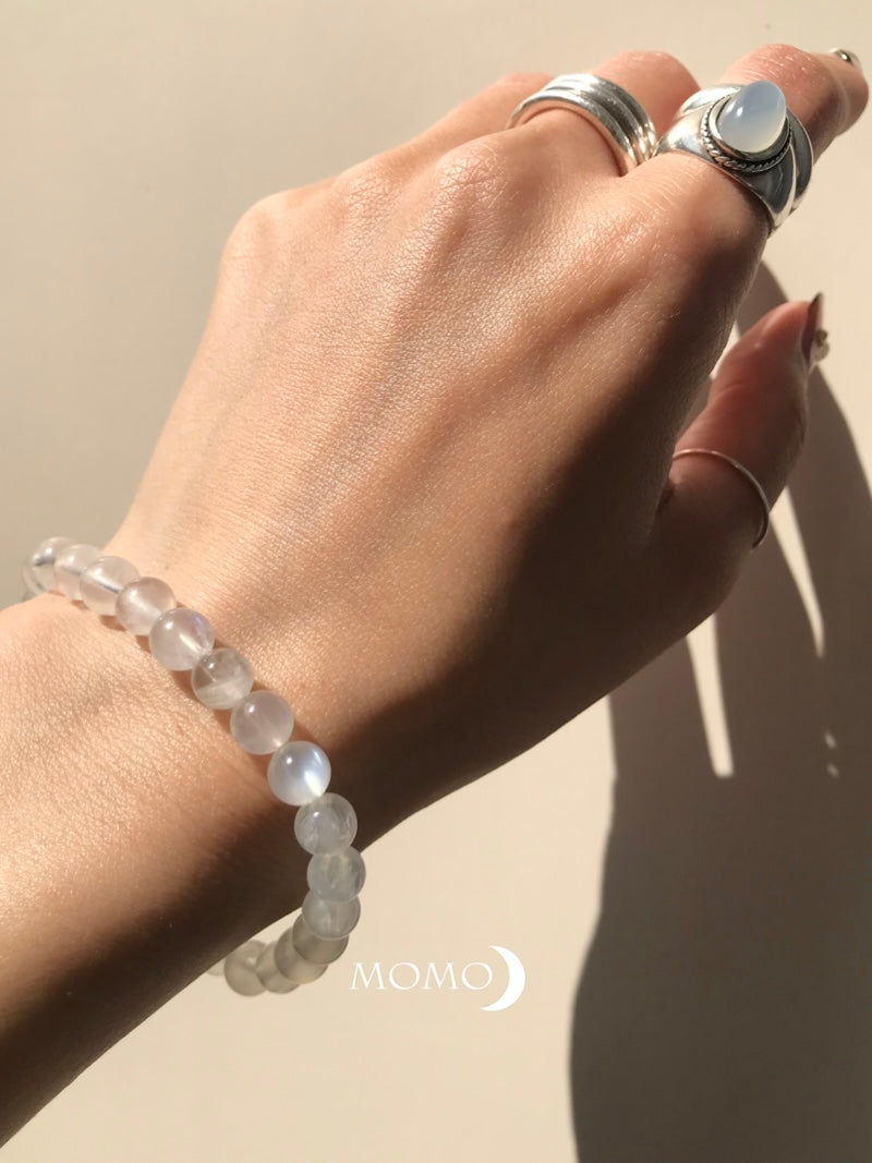 【MOMOMOON】 Rainbow Moon stone Bracelet/India