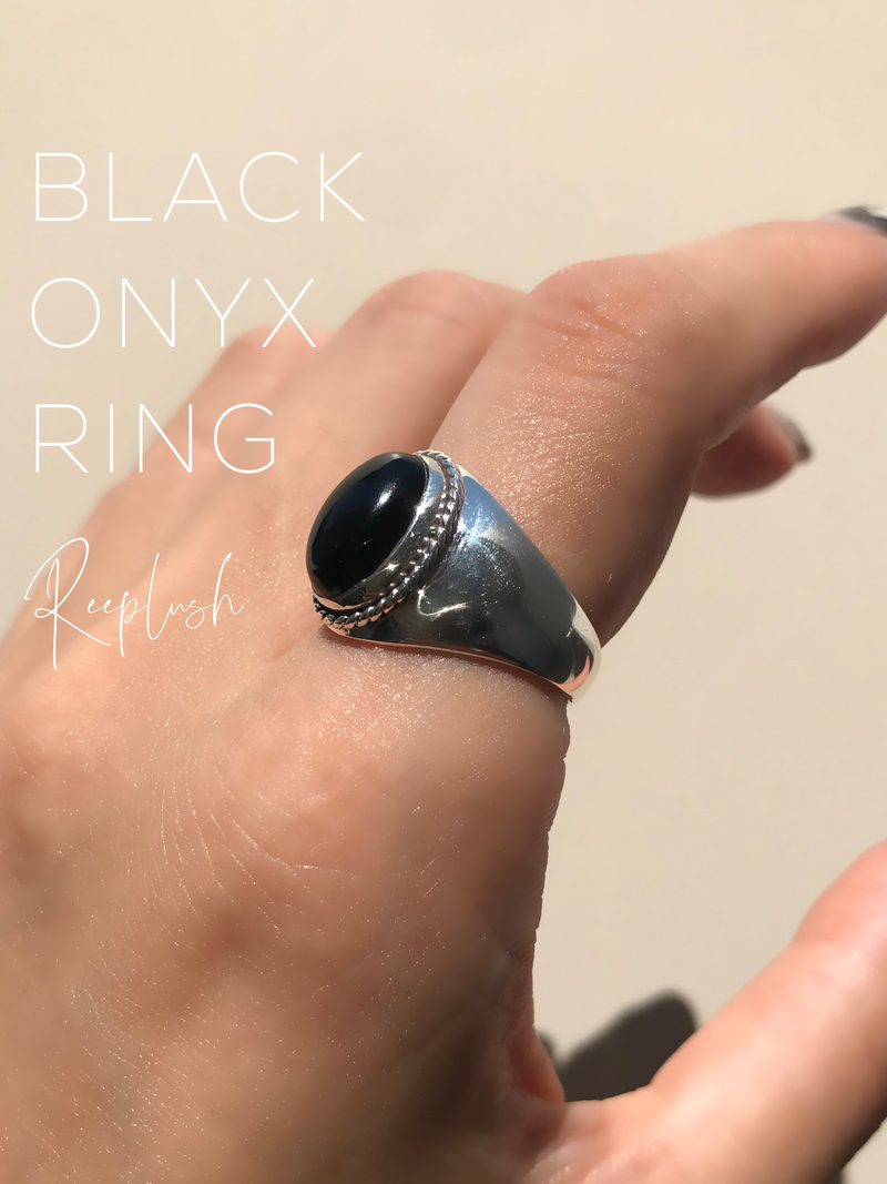 L&T レザトレ OVAL STONE RING w/ONYX 21号