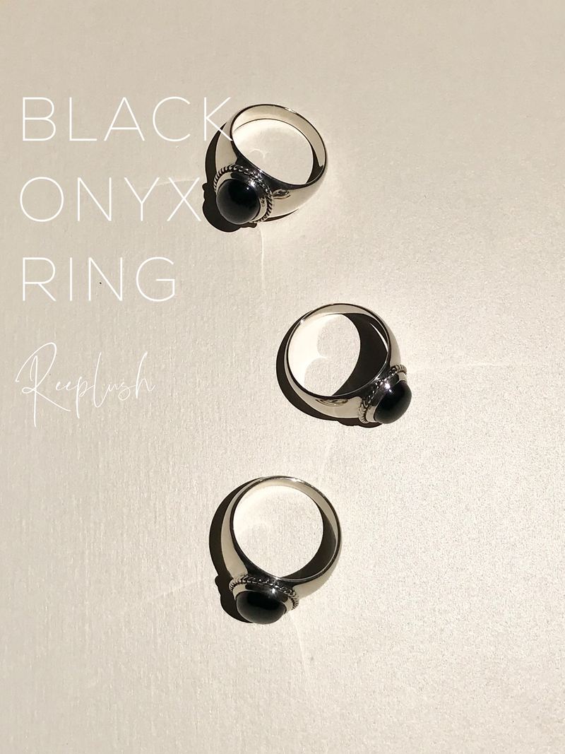Amulet black onyx Stone Ring